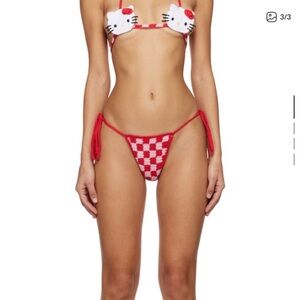 Hello Kitty Red & White Crochet Tie-Side Bikini
